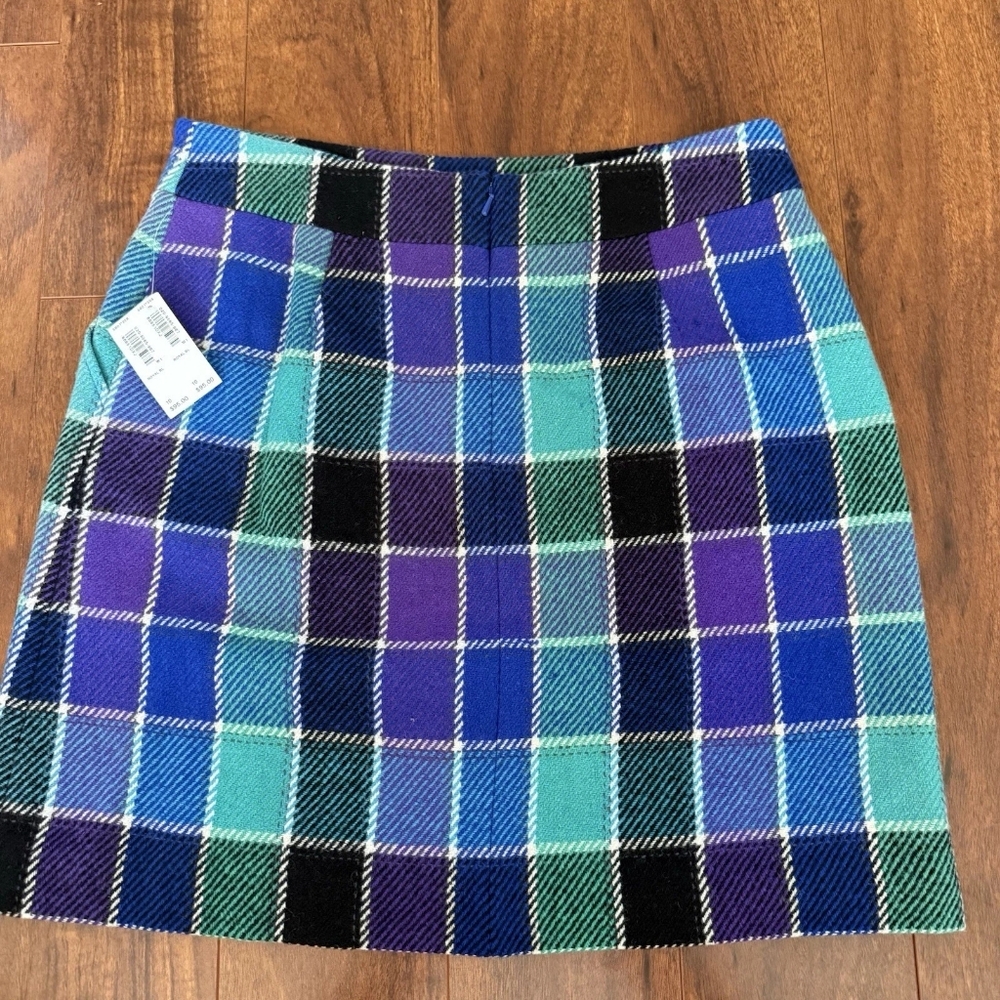 Plaid A-Line Skirt in Blue and Purple